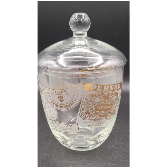 MCM Glass Ice Bucket Pail Liquor Scotch Whiskey Julius Wile NYC Vtg Barware MINT - Picture 3 of 6